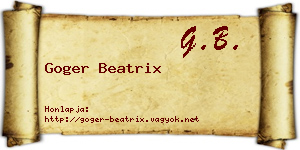 Goger Beatrix névjegykártya